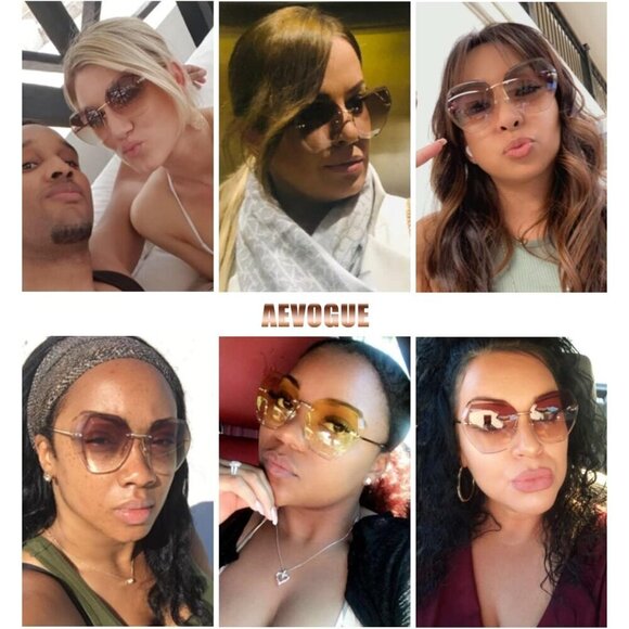 Oversized Rimless Sunglasses Women UV400 Diamond Lens Fashion Accessory main image 6